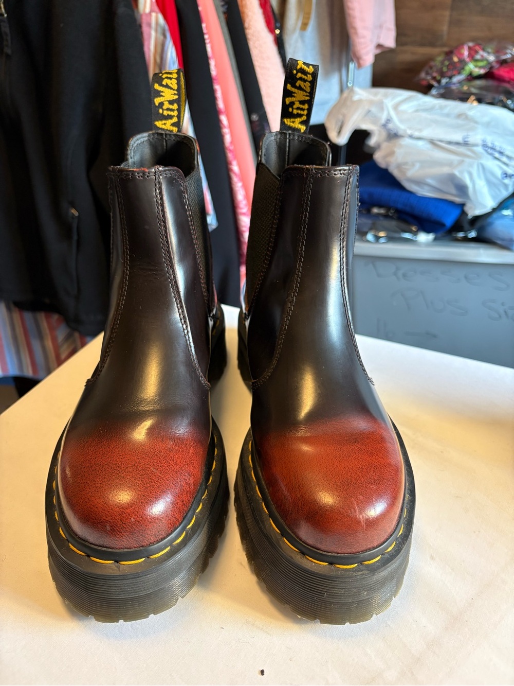 Dr. Martens Black and Red Platform Chelsea Boots